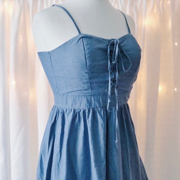 No Boundaries Dresses & Skirts - Denim Lace Up Mini Dress